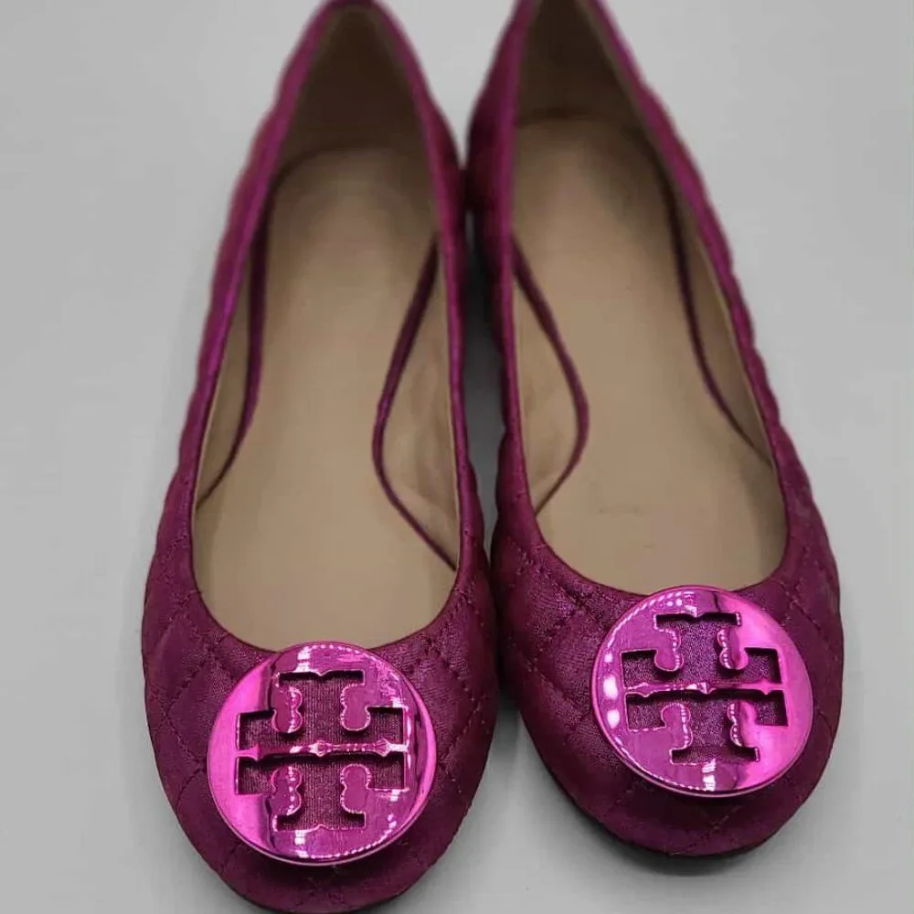 Tory Burch Metallic Fuschia Reva Flats size 7M NEW! NWT!